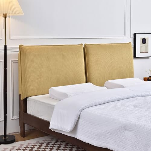 Copritestiera del letto Cuscino da lettura In Velluto A Coste, Matrimoniale Singolo Supporto Per Schiena Del Letto, Testiera A Parete Imbottito Copertura Testata(With headboard - 180x60x10cm,Yellow)
