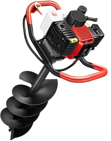 4 Stroke Petrol Post Hole Excavator Petrol Auger 199CC Earth Auger Cordless Earth Auger Gas Powered Excavator for Fence Post Garden Soil Tree with 3 Augers (5 inch, 6 inch and 8 inch) wwyy