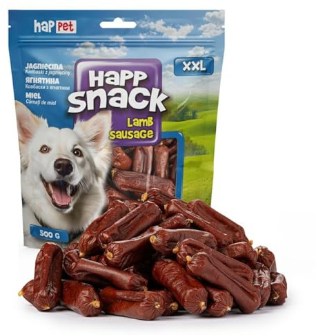 HAPPET Friandises pour chiens – délicieuses saucisses d'agneau – friandises naturelles pour chiens allergiques et pointilleux – récompense d'entraînement saine et délicatesse facile à digérer