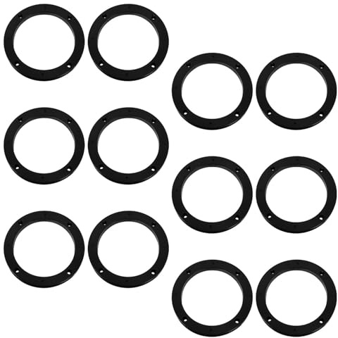 TOBBOMEY Entretoises pour Haut-Parleurs Automobiles 5 Pouces en Plastique Noir 6 Paires de Bagues D’Adaptation pour Montage de Haut-Parleurs de Voiture Supports D’Espacement Robustes