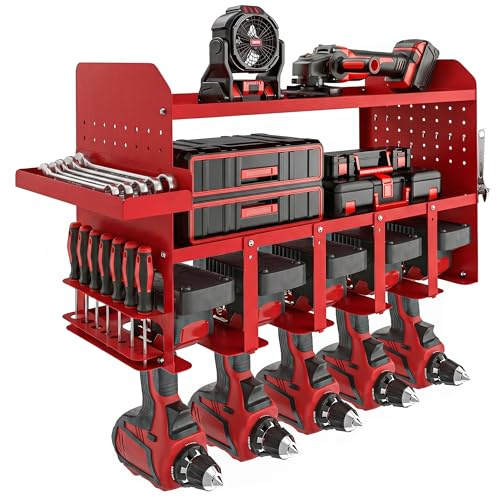 Outsunny Organizador de Herramientas Eléctricas de Jardín 2 Niveles Rojo