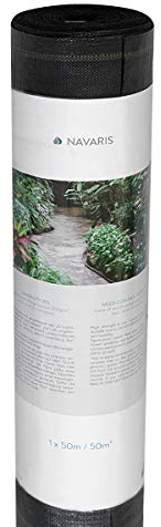 Navaris Rotolo Telo Giardino Anti Erbacce - 50m² 1x50m 100g/m² Resistente ai Raggi UV sotto Fondo Prato per pacciamatura - Traspirante permeabile