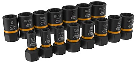 GearWrench 84783 15-Pc 1/4 & 3/8 Drive Bolt Biter Impact Extraction Socket Set - Pack of 1