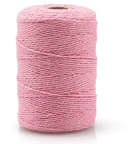 Baumwollschnur Rosa Schnur Makramee Garn 2mm x 200M Bastelschnur zum DIY, Geschenkverpacken, Gärtnern