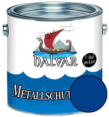 Halvar Metallschutzlack GLÄNZEND Blau RAL 5000-5024 Metallfarbe besonders robuster Kunstharzlack Wetterbeständig & perfekter Langzeitschutz Metall (1 L, RAL 5002 Ultramarineblau)