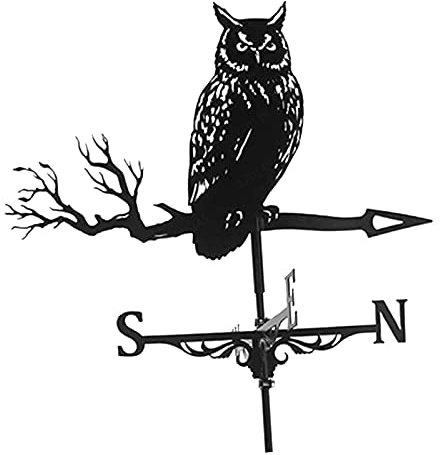 perfk Agriturismo di Stile del Gufo Meteo Vane del Supporto del Tetto, La Direzione del Vento Indicatore Kit Outdoor Staffa di Metallo Banderuola Ornamenti