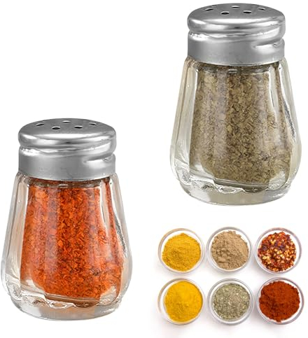 TNSLAND Mini saliera in vetro, 2 pezzi Salty Box5ML Extra Piccolo Spargisale To Go con coperchio per contenitore del pranzo in viaggio, campeggio, scatola bento (2)