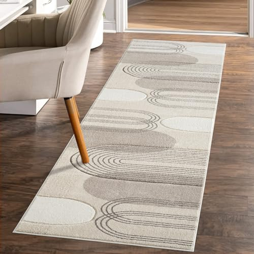carpet city Teppich-Läufer Kurzflor Braun - 80x300 cm - Moderne Flur-Teppiche Geo-Muster mit 3D-Optik - Flachflor Bodenbelag Deko Schlafzimmer, Diele, Eingangsbereich