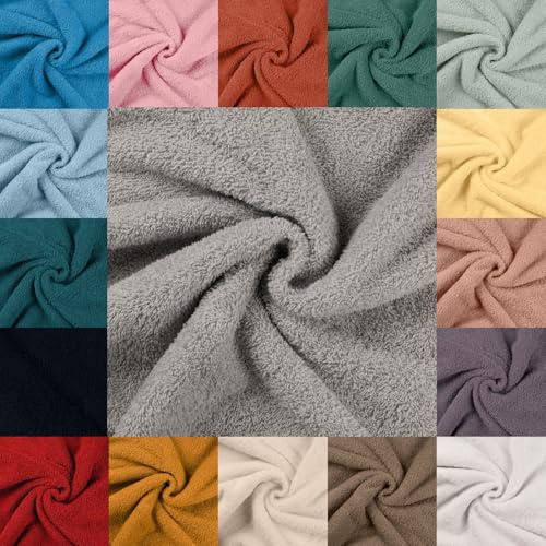 Weicher Frottierstoff Meterware – 22 Farben | Schlingenfest & Öko-Tex 100 | Ab 50 cm | 340 g/m² | Für Babyartikel, Bademäntel, Handtücher, Wickelunterlagen & mehr (light grey)