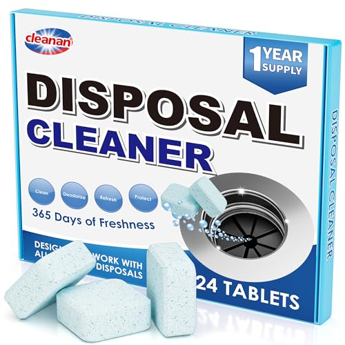 Müllabfluss Reiniger und Geruchsentferner Tabletten - 24 Stück, Geruchsentfernung, XL starke Schaumbildung, Erfrischender Zitronenduft, Natürliche Inhaltsstoffe, 1 Jahr Versorgung