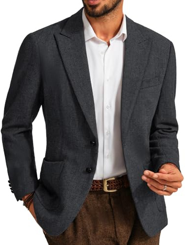 PJ PAUL JONES Sakko - Blazer da uomo, sportivo, Regular Fit, in lana tweed, stile British, moderno, giacca da uomo, grigio scuro, L
