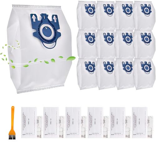 12 Vacuum Cleaner Bags for Miele Vacuum Cleaner,Dust Bags for Miele Classic C1, Complete C1 C2 C3, S400i-S456i, S600, S800, S2000, S5000, S8000 Series w/6 Filters