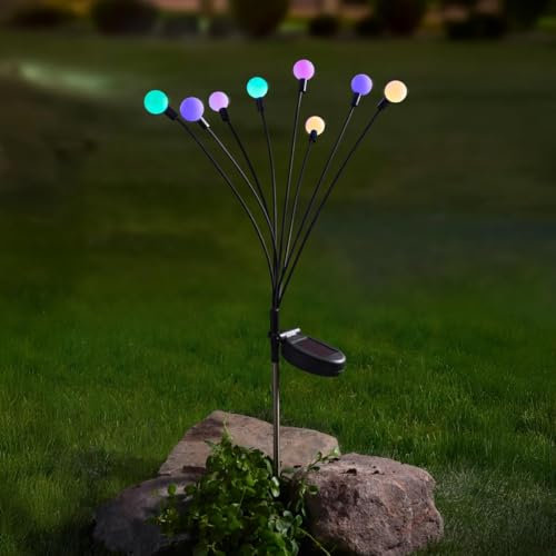 Festive Lights - 70cm Solar Garden Globe Stake Light, Colour Changing Pastel LEDs - Weather Resistant Outdoor Lighting, Adjustable Arms & Tiltable Panel - Auto Dusk to Dawn Glow for Pathways & Borders