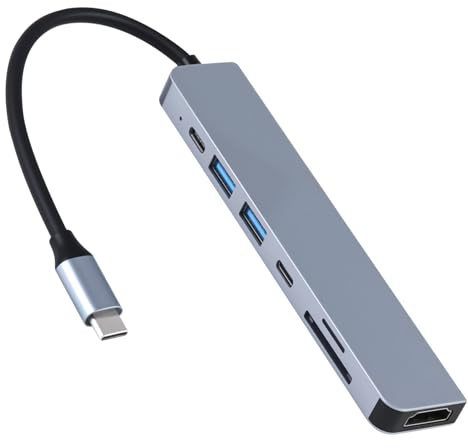 USB C Hub, USB-C To HDMI Adapter 7 In 1 Adapter Multiport Adapters Port Hub With 4k HDMI, 2×USB 3.0 Type-C Port, 100w PD, SD/TF Card Reader Compatible For Pro Laptop etc