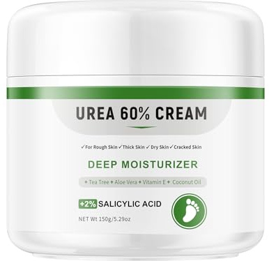YAFUSIPE Urea Cream 60 Percent For Feet Maximum Strength Plus Salicylic Acid 2%, Tea Tree Foot Lotion For Dry Feet, Foot Cream Intensive Repair Foot Moisturizer 5.29oz