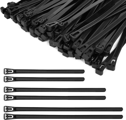 VGECEE 300 Pezzi Fascette Richiudibili, 150/200/300mmx7,6mm Fascette Plastica Nere Fascette Riutilizzabili Fascetti Elettricista Nylon Fascetti per Piante Fascette Fermacavi Autobloccanti Regolabili