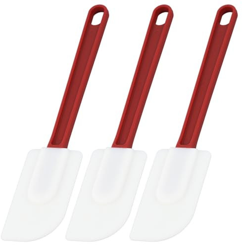3 Pack Silicone Rubber Spatula Set, 9.5 Inch Heat Resistant Commercial Grade Spatulas for Cooking, Baking and Mixing, Flexible Non-Stick Kitchen Spatulas for Scraping Bowls, Stirring, and Spreading