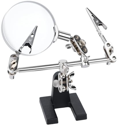Soldadura de tercera mano, soporte de placa con lupa para soldar, accesorios de modelismo, 2 brazos, ayuda a soldar a mano, soporte para PCB, herramienta para manualidades, aficiones, talleres (B)