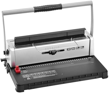 Book Binder Machine, 3Pcs Coil Spiral Binding Machine Manual Book Maker 34-Holes 120 Sheets Punch Binder W/Adjustable Spine,for Photo Documents, Reports