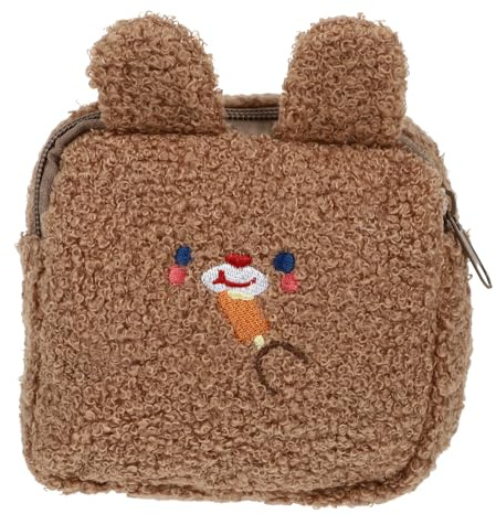 MOTHNUR Bolsa de Felpa para Compresas Higiénicas Diseño de Conejo de Dibujos Animados Estuche para Compresas Menstruales Marrón de Lactancia Bolsa Práctica para Almacenamiento Personal