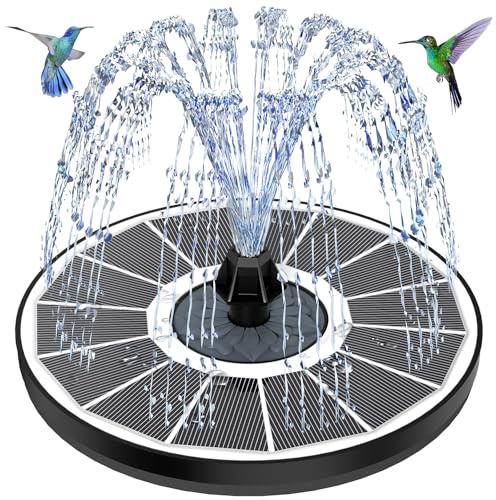 SZMP Fontana Solare, Pompa ad Acqua Solare Circolare da 3.5W Fontana da Giardino Esterno, 160mm Pannello con 8 Ugelli e 4 Fissatori, per Bagno per Uccelli, Acquario, Stagno o Decorazione del Giardino