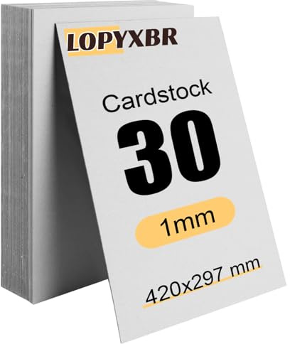 LOPYXBR 30 ark grå kartong A3, bokbindningsskiva 1 mm, pysselkartong DIN A3 42 x 29,7 cm, grå kartong för bokbindning, hantverk, modelltillverkning, kalender, förpackningskort, pysselkartong