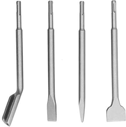Juego de 4 brocas para martillo con cincel, brocas para martillo de hormigón con punta plana y cinceles de escoplo, herramientas de demolición de albañilería de acero al carbono pa