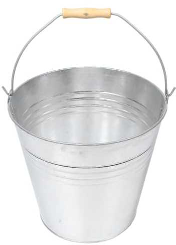 Toddmomy Cubo de Agua para Sauna - Cubo de Hierro de Gran Capacidad - Recipiente para Sauna con asa de Madera para Equipos de baño y Sala de Vapor - Base de 22 cm, Parte Superior de 31,5 cm