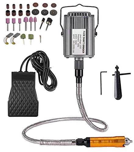 Seababyhouse 780W Drehwerkzeug Set Flex Shaft Wellen Aufhängung Hängemühle Elektrische Multifunktionswerkzeuge für Metallbearbeitung Fußpedalsteuerung, Metalls flexible Welle, 23000 RPM
