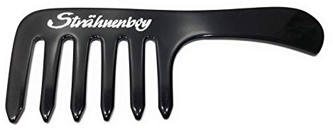 Strähnenboy Lockenkamm Zahnung sehr grob schwarz 16,5 cm - 6,5 Zoll – flexibel - 6 breite Zähne handgemacht Strähnenkamm Styling-Kamm Taschenkamm (053 bl)