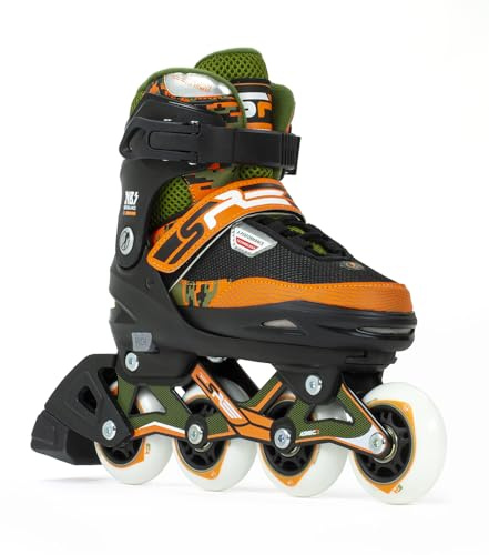 SFR Pixel Inline Skates with 4-Size Adjustable Sizing, Buckle and Hook and Loop Closure, Comfortable Soft Liner and High Cuff for Stability, for Children and Adults of All Abilities, Unisex