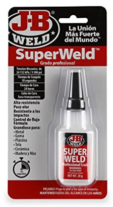 J-B Weld 33120SPA - Super Weld - Cianocrilato - 20gr - Pegamento - Glue - Multiusos - Metal - Alta resistencia - Precisión