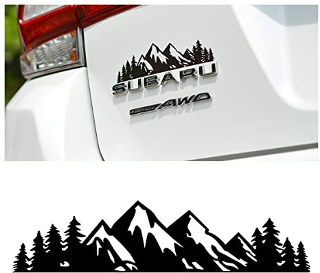 7 inch Snow Mountain Tree Stickers for Car, Mountains Graphic Logo Decals, Premium Badge Decals for Car Trunk Tailgate Emblem, Car Decoration Accessories for Truck, SUV, Sedan (Black Mountain/1 PCS)