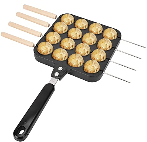 Gavigain Takoyaki Piastra, 16 Cavità Takoyaki Padella con 4 pin da forno Piatto di Cottura in Alluminio Padella per Cake Pop e Takoyaki Maker
