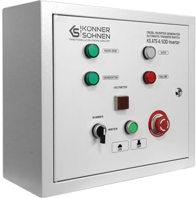 K&S Könner&Söhnen KS ATS 4/63D Inverter, l'unità automatica di emergenza (ATS) per 230 V e 400 V, avvia/arresta automaticamente il generatore, è per i generatori inverter diesel Könner & Söhnen KS