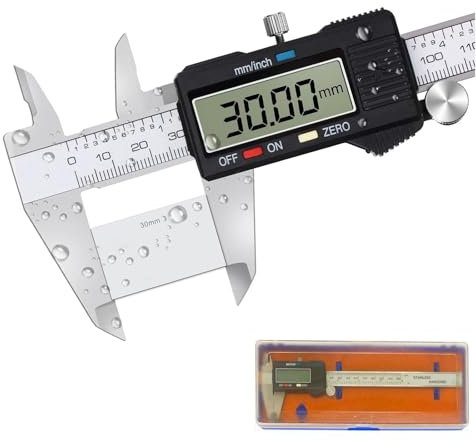 Calibre Digital, Vernier Pie de Rey Clásico de 150 mm / 6 Pulgadas Inoxitable Paquimetro Profesional Calibrador con Pantalla LCD Grande para Mediciones Externas, Internas, de Profundidad y de Paso