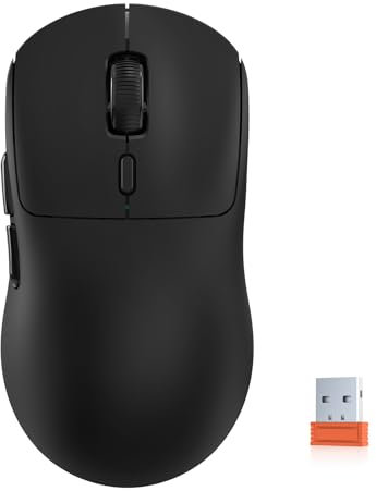 KYSONA - 55g kabellose Gaming-Maus, Ultraleicht, 2,4 GHz 1 ms, 26.000 DPI, Lange Akkulaufzeit, 6 programmierbare Tasten für PC, Dreifachmodus (2,4 G/Kabel/BT), M600v2, Schwarz