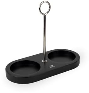 PEUGEOT - Plateau Linéa Avec Poignée Inox - Pour Deux Moulins - Compatibles Avec La Plupart Des Moulins Peugeot - En Bambou - Coloris Noir Mat