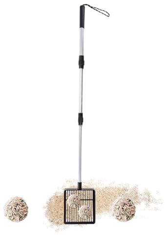 Generisch Pala para arena para gatos, extensible de acero inoxidable, rastrillo multifunción con función de limpieza reversible para, residuos de jardín y accesorios de limpieza