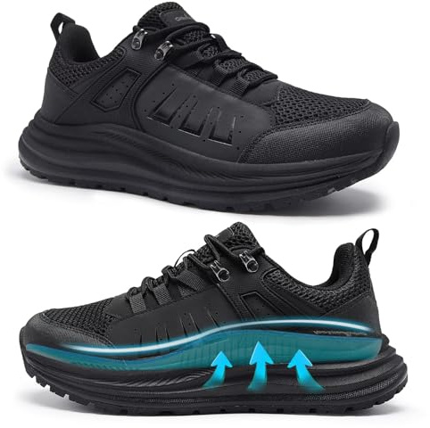 OrthoComfoot Men's Orthopedic Breathable Running Shoes: Casual Bunions Recovery Plantar Fasciitis Orthotic Arch Support Hammer Toes, Gym Athletic Workout Standing Walking Shoes Black Size 11