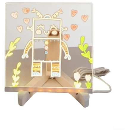 Planche à dessin LED pour enfants, lumière interactive faite à la main pour dessiner et écrire, prend en charge les projets d'apprentissage créatif et d'étude de nuit (15 x 15 cm)
