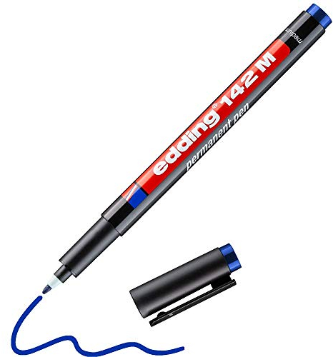 edding 142 M Permanenter Folienschreiber - blau - 1 Stift - Rundspitze 1 mm - Stift zum Schreiben auf Glas, Kunststoff, Folien und glatten Oberflächen - schnelltrocknend, wisch- und wasserfest