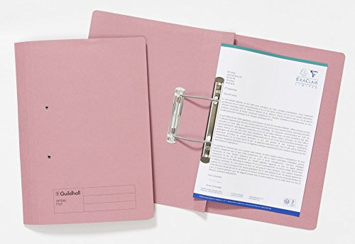 Exacompta - Ref 346-PNKZ - Guildhall - Document Spiral Files, 285gsm Medium Weight Spring Manilla, 355x250mm, Metal Spring Mechanism, Blue Angel Certified - Pink, Pack of 25