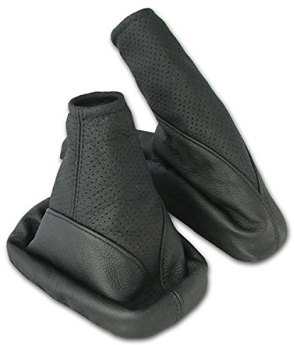 L & P Car Design L&P A105-1 Set Schaltsack Schaltmanschette + Handbremsmanschette 100% Echtleder Leder Schwarz perforiert Ersatzteil für Opel Astra F