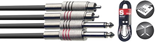 Stagg STC6PCM - Cable RCA a jack (6.3 mm, macho, acodado, 6 m)