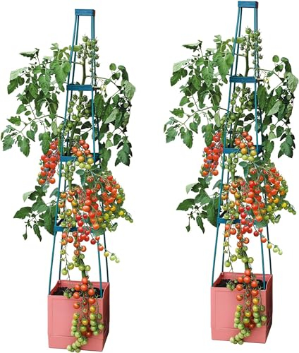 Garden Grow Self Watering 4 Tier Tomato Tower Jumbo Fruit & Vegetable Vine Plant, Support Grower, Decorative Multi Stage 1.5m Weatherproof Tower Garden Planter (2)