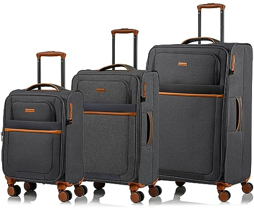 CHAMPS – ‘CLASSIC II COLLECTION’ - 3 PIECE SOFTSIDE SPINNER LUGGAGE SET (GREY)