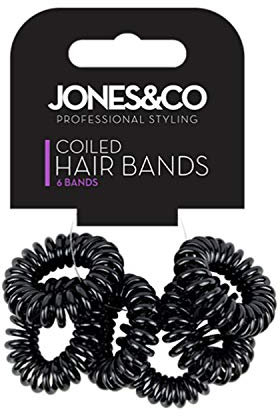 6 Pack Spiral Hair Ties | Coiled Hair Bands Seamless Hair Bobbles |Ponytail Holders Phone Cord Hair Ties Hair Accessory For Women Girls | Suitable for All Hair Types (Black)