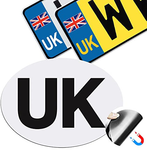 Onarway UK Magnetic Car Stickers 1 Pack and Pair of UK Car Number Plate Stickers, Set of 3 UK Stickers for Cars, Vans, Trucks, No Blow off and Easy to Remove without Scratching, for European Roads