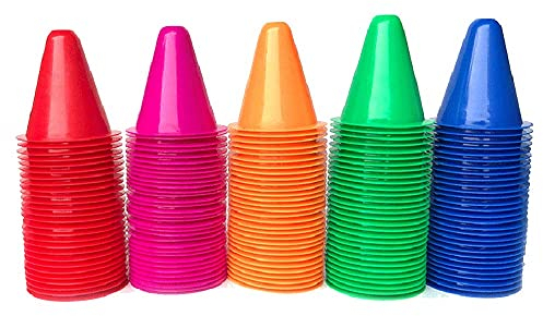KAIAIWLUO Mini Slalom Cônes,50 PCS Cone Plastique Coloré Football Obstacle Cônes de Formation Route pour La Formation des Enfants Patinage à roulettes Coupe-Vent Sports Roadblock